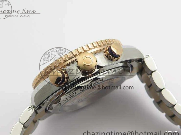 0412 Seamaster Pro Chrono SS RG OM Best Edition Blue Ceramic Blue Dial On SS RG Bracelet A Snug 8129